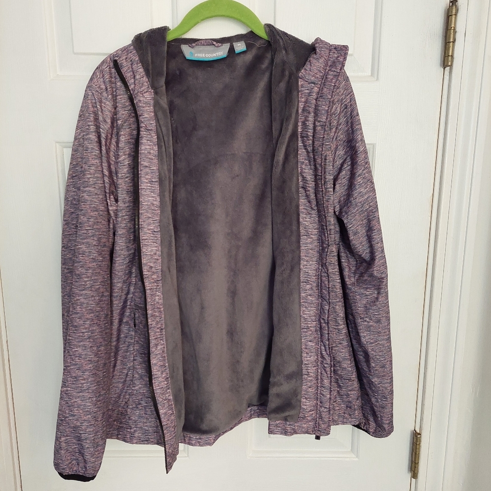 Free Country M purple hooded zip jacket